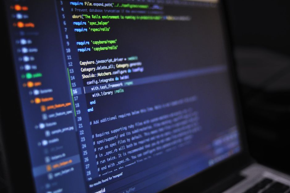 Close-up of a computer screen showing data and code